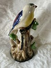 Vtg Majolica Bird Figurine Made In Japan Beautifully Colored With Draping Tail