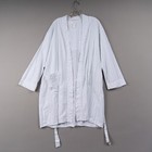 Eileen West Robe Womens M Green White Stripe Cotton Long Sleeves Knee Length