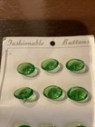 12 Vintage West Germany Green Crystal Buttons On Card