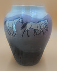 Vintage Melinda Ishida Forster Vase Raku Studio Art Pottery Horses 1990 Signed