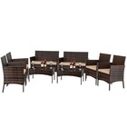 8 Pcs Outdoor Patio Lawn Sofa Set With Cushions Rattan Wicker Furniture Table