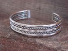 Native American Navajo Twisted Sterling Silver Bracelet By Elaine Tahe