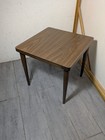Vintage Mid Century Modern Atomic Formica Walnut Wood Square Side End Table H95