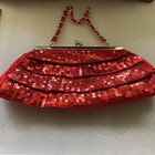 Beautiful Handbag Clutch Red Beaded Evening Cocktail Party Holiday Vtg