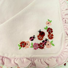 Vintage Gymboree 2000 Y2k Pink Ladybugs Flowers Cotton Baby Blanket Ruffle Trim