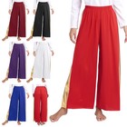 Womens Dance Pants Patchwork Modern Church Praise Spiritual Trousers Metallic