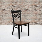 Hercules Series Black   x   Back Metal Restaurant Chair Cherry Wood Seat