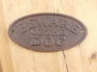Cast Iron Beware Of The Dog Sign Plaque Rustic Wall Mounted Fence Farmhouse