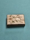 Antique Handpainted White Lily Porcelain    Brass Match Safe Match Box Holder