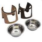 Raised Pet Food Bowls Stainless Steel Gravity Feeder And Waterer Brown Stand