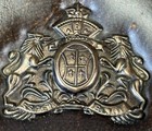 Vintage S Sper Bijou Valet Leather Top Wooden Jewelry   Trinket Box Crest Emblem