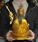 12  Old Tibet Buddhism Bronze Gilt Padmasambhava Guru Rinpoche Buddha God Statue
