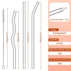 Yinkin 9 Pcs Reusable Glass Straws Shatter Resistant 10  x8mm 3 M  Clear