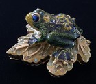 Jay Strongwater Designed For Estee Lauder Solid Perfume Compact Frog Vtg 2    2002
