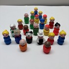 Huge Mixed Lot Of 34 Vintage Fisher Price Little People Figures Wood And Plastic