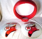 Vintage 1970 s Texaco Fire Chief Gas Pump Globes Lens Pair Plastic Red Frame 16 