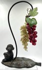 Cast Iron Monkey On Leaf Vintage Style Banana   Grape Holder  Natural Patina