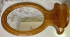 Vtg Oak Wood Mcm Oval Mirror Wall Trinket Display Perfume Floating Shelf Cottage