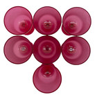 Lot Of 7 Vtg Plastic Cranberry Wine Cocktail Glasses Textured Beverageware Set