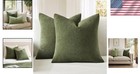 Olive Green Couch Pillow Covers 18x18 Inch Set Of 2 Plush Chenille Decorative   