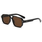 Mens Black Aviator Sunglasses Brown Tinted Lenses Double Bridge Designer Style