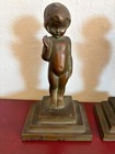 Pair Of  Art Deco Bronze Child Bookends  Vintage  Very Nice 