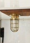 Antique Brass Marine Bulkhead Cage Light   Salvaged Nautical Ship Ceiling