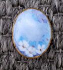 Antique Victorian Button Porcelain Blue Purple White Flowers Gold Trim 1 3 8