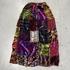 Vintage 70s Loomtog Velvet Multicolor Patchwork Skirt Zip Closure Size 9 10