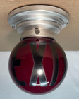 Exit Glass Shade Vtg Ceiling Light Cast Fixture Art Glass Globe Ruby Usa  n14