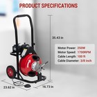 250w 100ftx3 8  Drain Cleaner Machine Portable Sewer Snake Auger W  8 Cutters