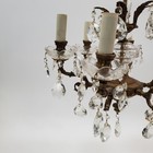 Vintage French Style Brass And Crystal 6-arm Rococo Chandier 20  Working