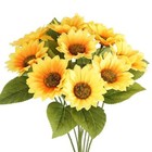 10pcs Artificial Sunflower Long Stems Fake Sunflowers Silk Flowers Decoration 
