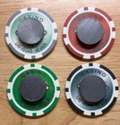 4pc Las Vegas Texas Hold Em Poker Chips Fridge Magnet Set Lot  1   5   25   100