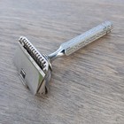 Vintage Gem Pat  1912 Single Edge Safety Razor Flip Top Silver Tone