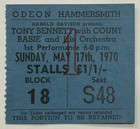 1970 Tony Bennett   Count Basie Concert Ticket Hammersmith Odeon London