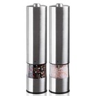 2pcs Electric Salt Pepper Grinder Mill Shakers Set Adjustable Stainless Steel 