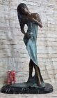 Nude Girl In Towel Signed Original Hot Cast Bronze Statue Sculpture Modern Art