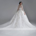 Long Sleeve Sequined Wedding Dresses Lace Applique Ball Gown Beaded Bridal Gowns