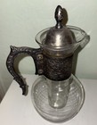 Vintage Silver Plated Glass Coffee Tea Carafe Victorian Style Medieval Pitcher