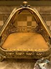 Large Pyramid Vintage Display Brass Ormolu Amber Glass Jewelry Cabinet Casket