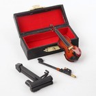 Dselvgvu Wooden Miniature Violin With Stand  Bow And Case Mini Musical Instru   