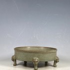 7 4  Old Antique Song Dynasty Guan Kiln Ru Porcelain Lce Crack Five Feet Pot Jar