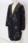 Vintage Japanese Oshima Tsumugi Silk Hooded Reversible Coat Jacket Kimono Robe