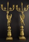 Pair 19thc French Empire Ormolu Bronze Candelabra neo Classical Cherubs thomire