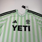 New Adidas Austin Fc Jersey Mens 2xl Xxl Slim Fit Green Striped Logo Soccer Mls