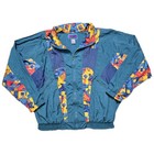 Vtg 1990s Tracksuit Teal 80s 90s Geometric Lined Womens M Healthy Attitude Nylon