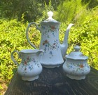 Mitterteich Bavaria Vintage Floral Lidded Tea Pot   Sugar Bowl   Creamer 