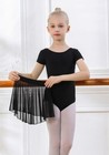 Black Girls Ballet Leotards With Removable Skirt Toddler Hollow Back Dance Dr   