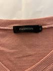 Fashion Women s Size M Long Sleeve Waffle Knit Shirt Pink Comfy Everyday